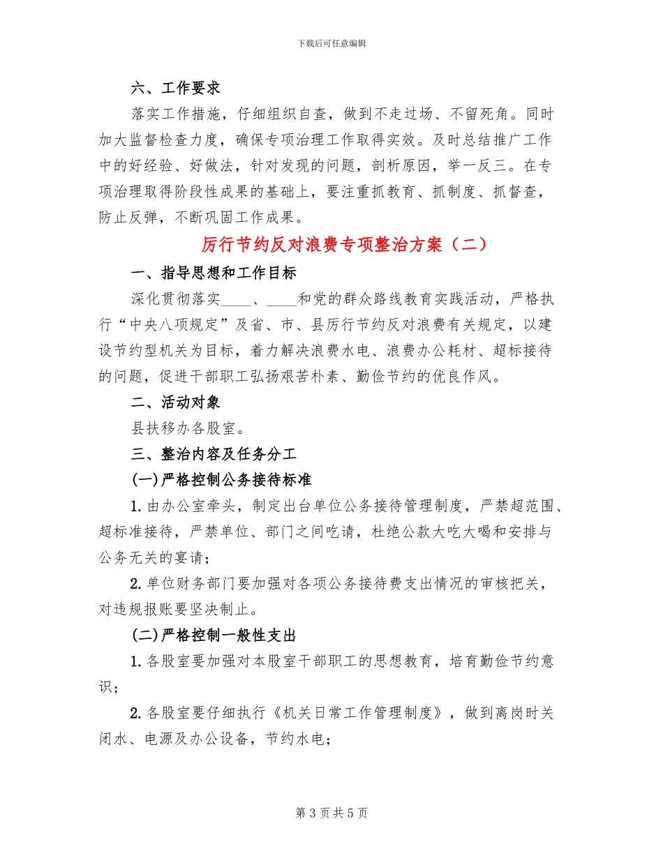 厉行节约反对浪费专项整治方案_第3页