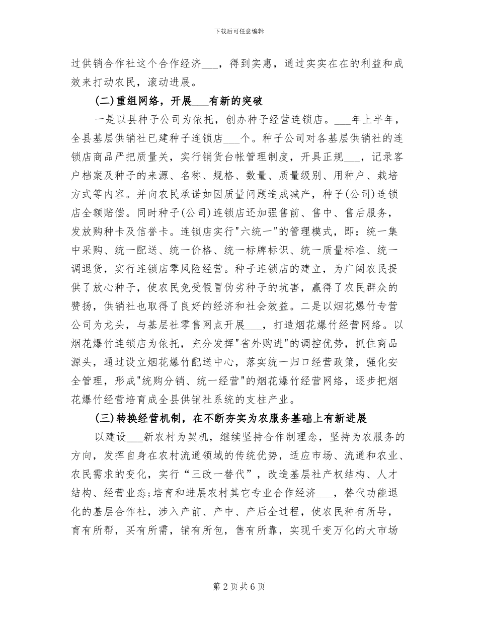 县供销社2024年终工作总结_第2页