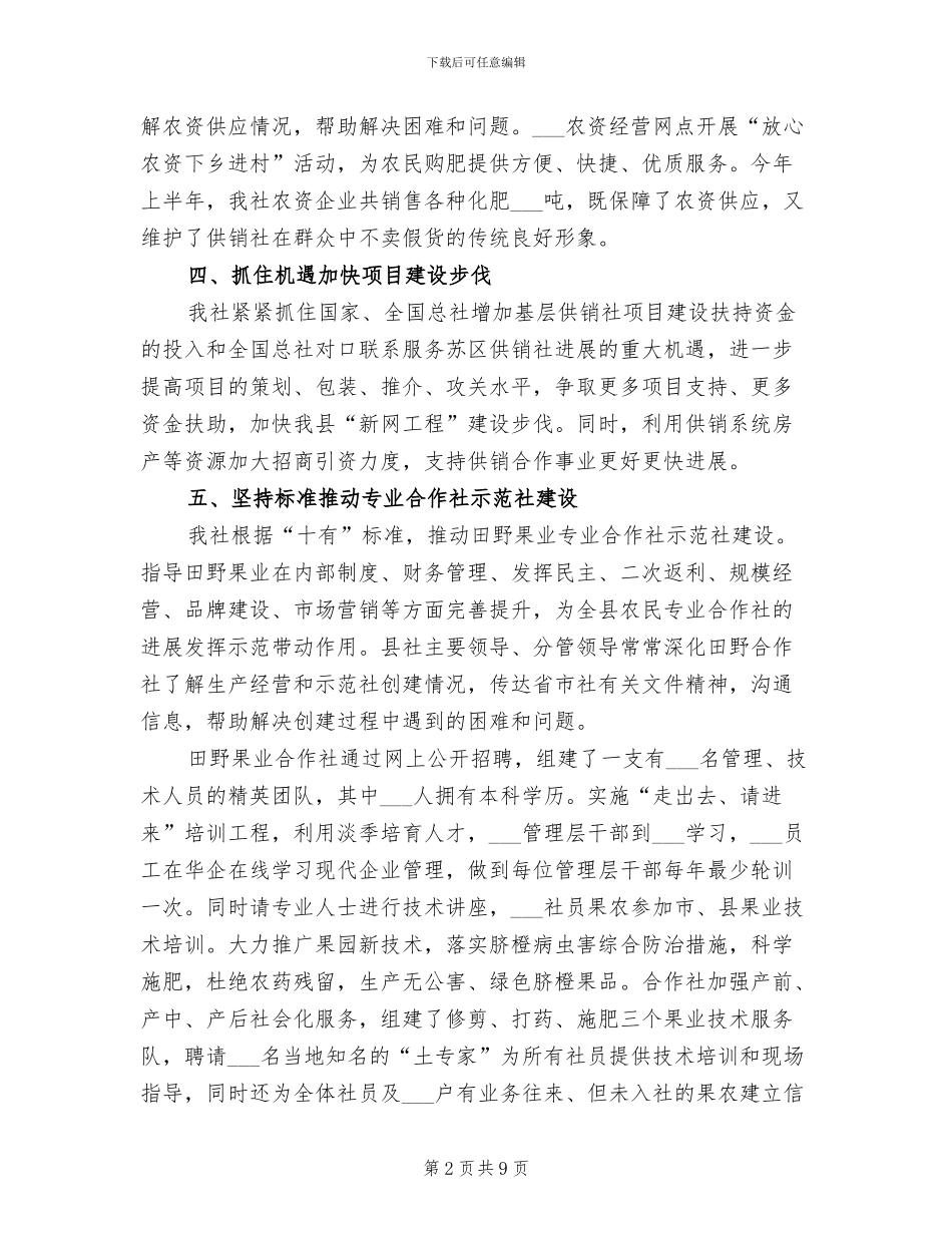 县供销社2024年上年工作总结_第2页