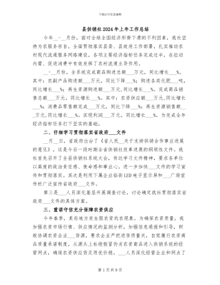 县供销社2024年上年工作总结