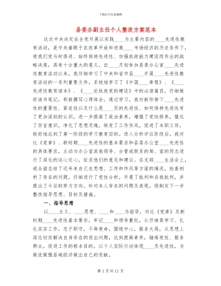 县委办副主任个人整改方案范本
