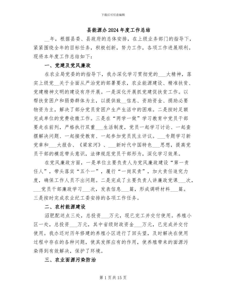 县能源办2024年度工作总结_第1页