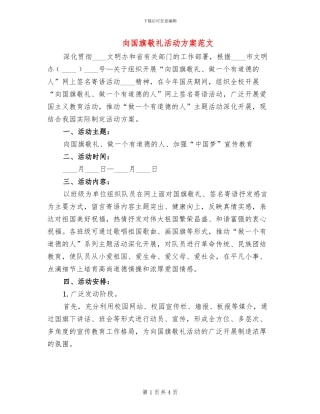 向国旗敬礼活动方案范文