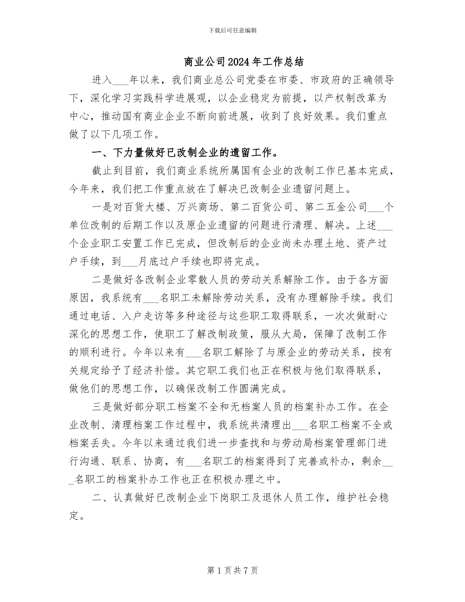 商业公司2024年工作总结_第1页