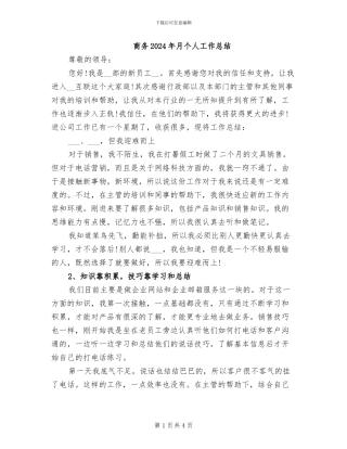 商务2024年月个人工作总结