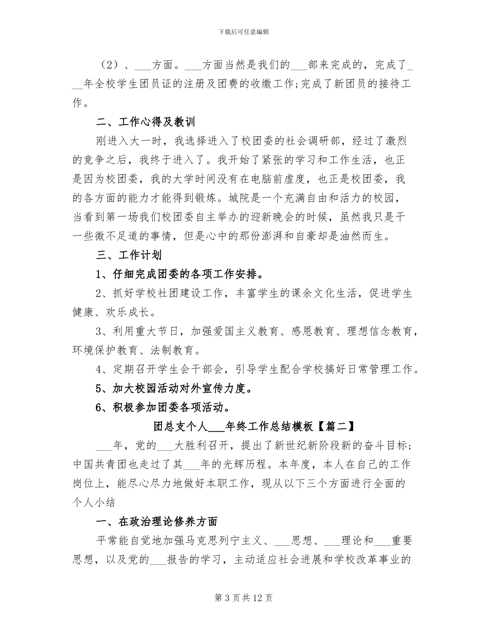 团总支个人2024年终工作总结_第3页