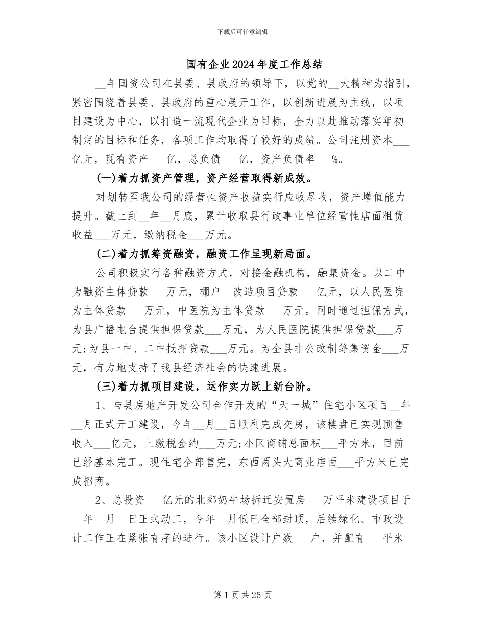 国有企业2024年度工作总结_第1页