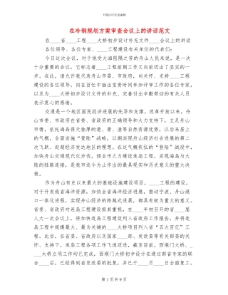 在冷钢规划方案审查会议上的讲话范文