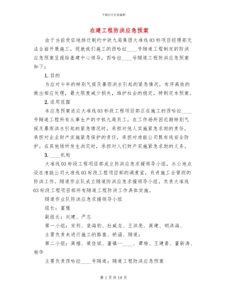 在建工程防洪应急预案