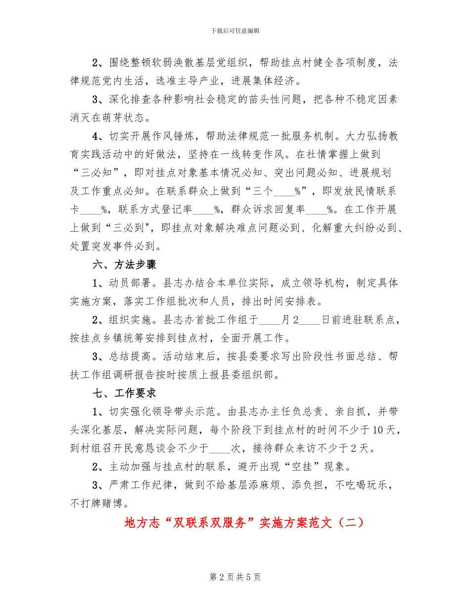 地方志“双联系双服务”实施方案范文_第2页