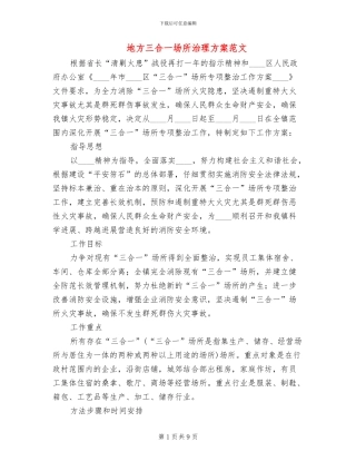 地方三合一场所治理方案范文