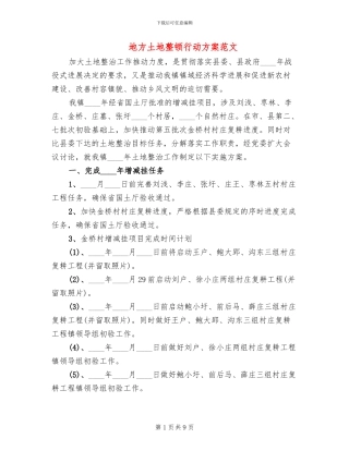 地方土地整顿行动方案范文
