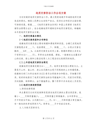 地质灾害防治工作企划方案