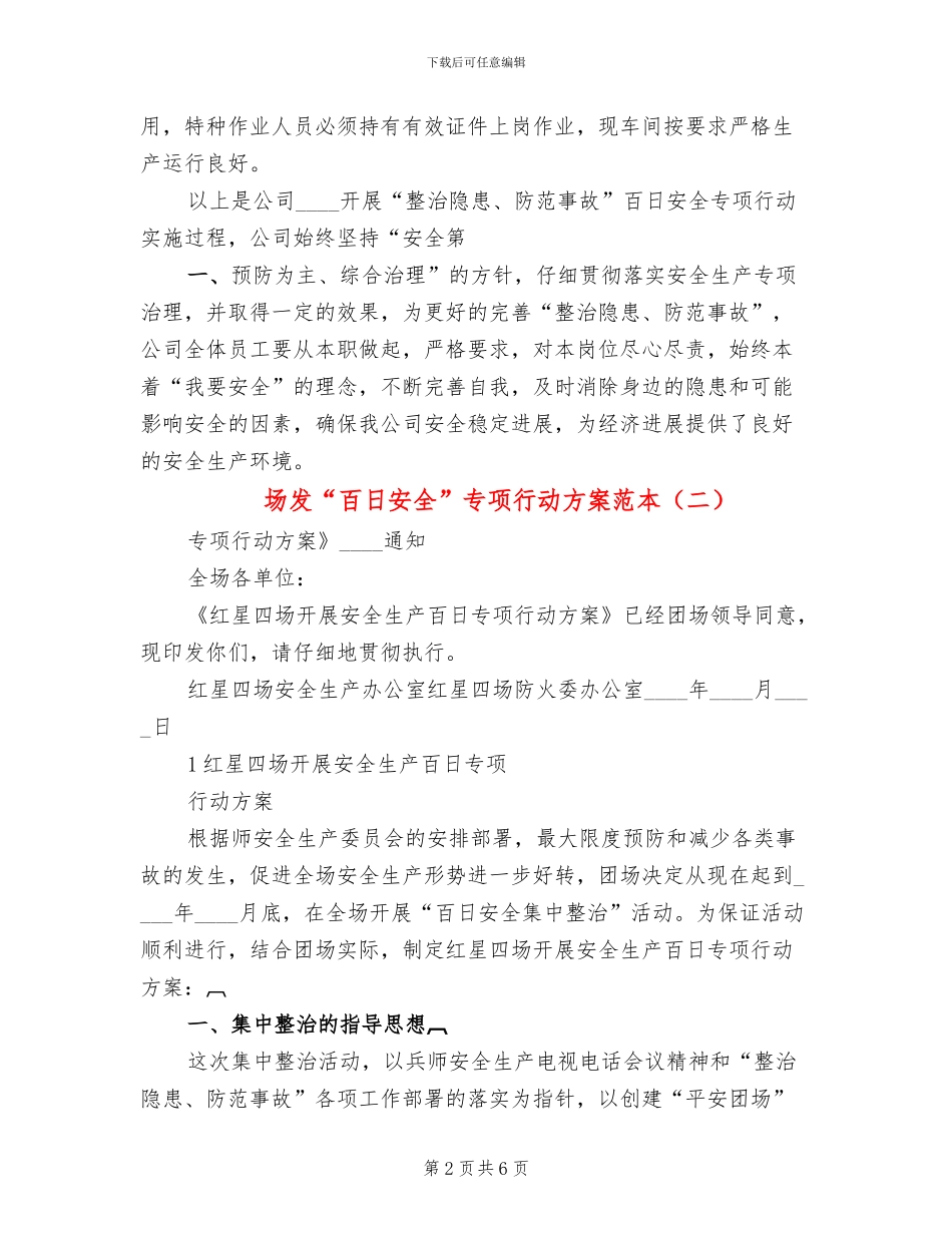 场发“百日安全”专项行动方案范本_第2页
