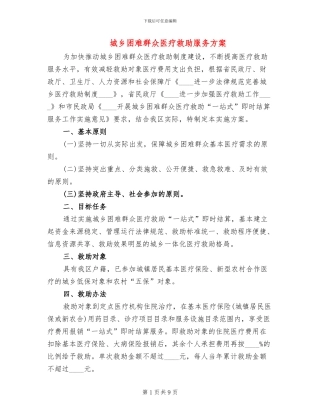 城乡困难群众医疗救助服务方案