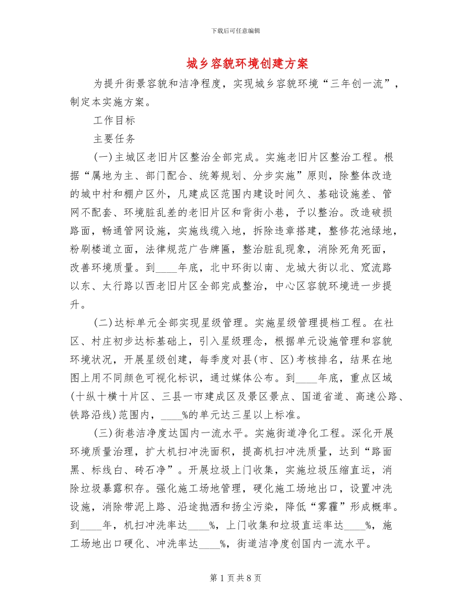 城乡容貌环境创建方案_第1页