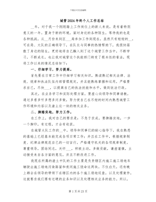城管2024年终个人工作总结