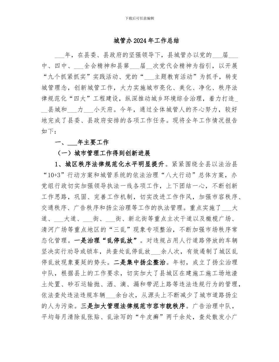 城管办2024年工作总结_第1页