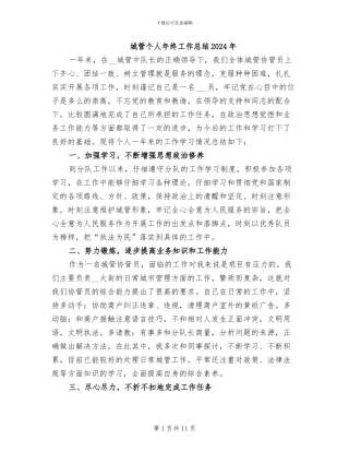 城管个人年终工作总结2024年
