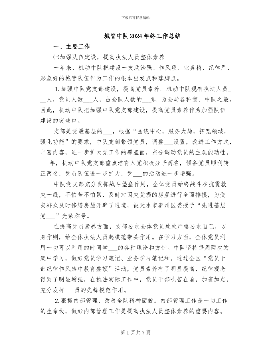 城管中队2024年终工作总结_第1页