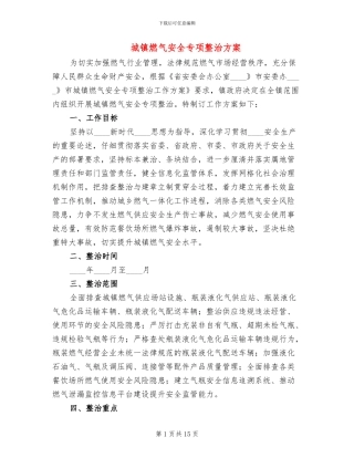城镇燃气安全专项整治方案