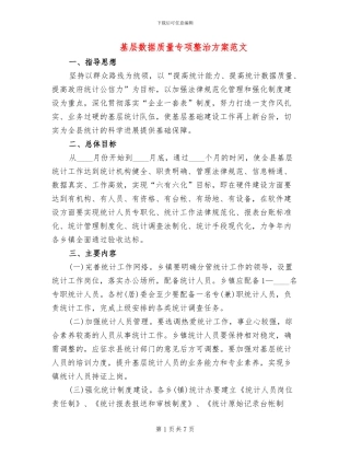 基层数据质量专项整治方案范文