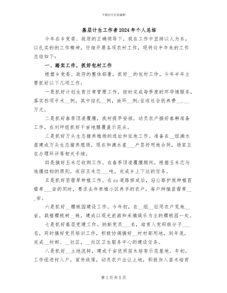 基层计生工作者2024年个人总结