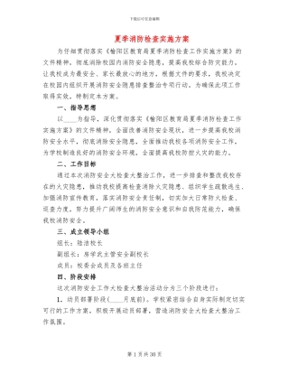 夏季消防检查实施方案