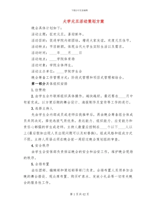 大学元旦活动策划方案
