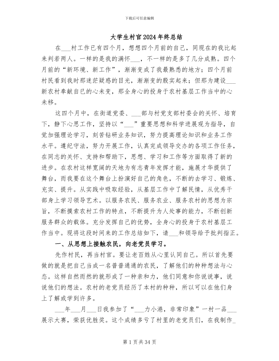大学生村官2024年终总结_第1页