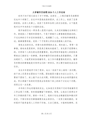 大学辅导员助理2024个人工作总结
