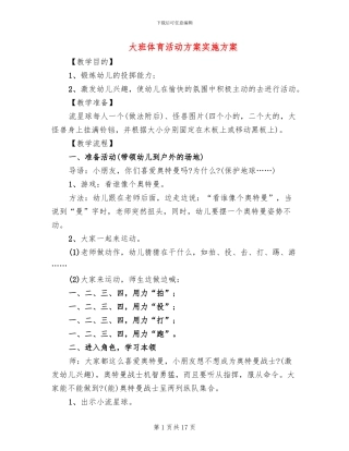 大班体育活动方案实施方案(10篇)