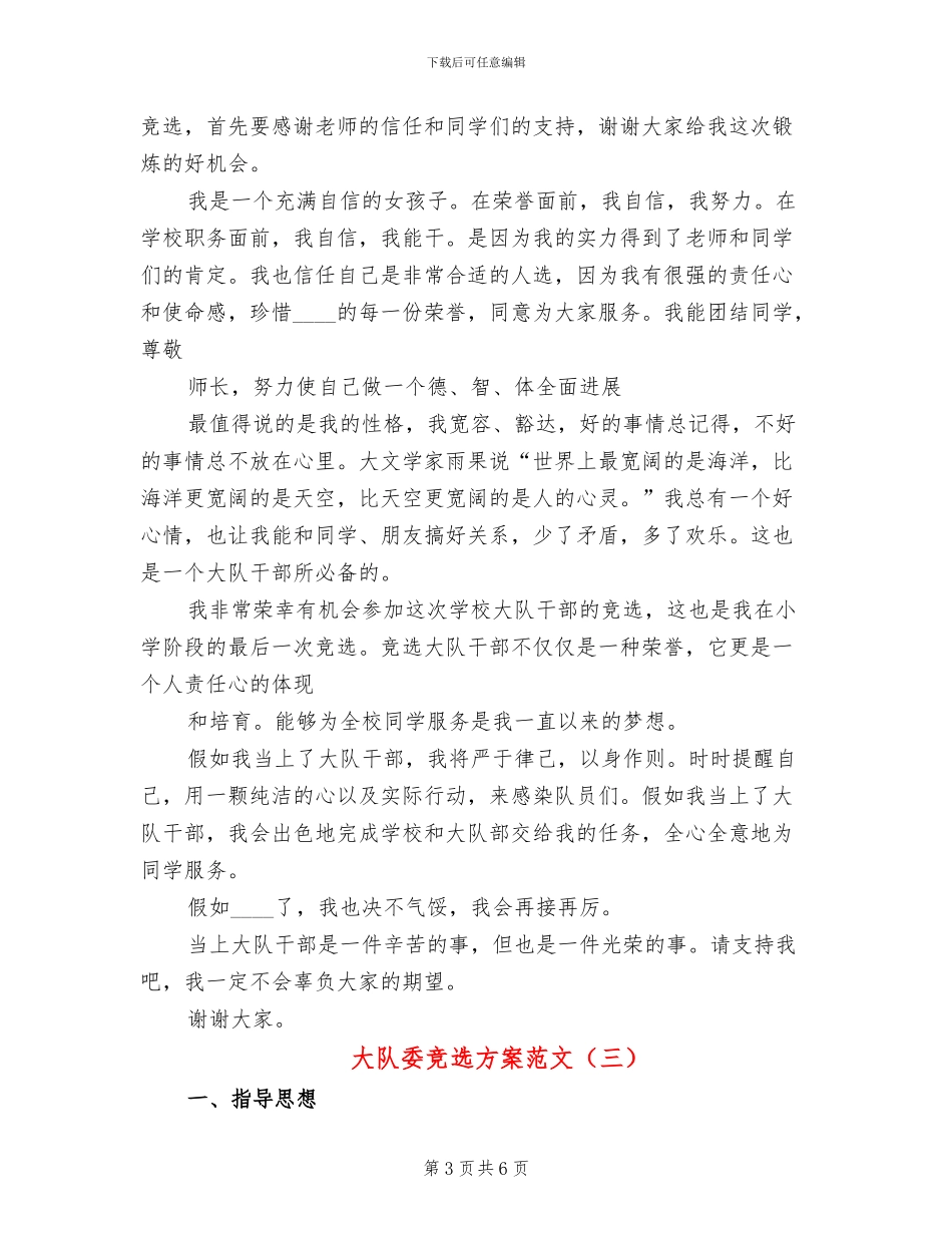 大队委竞选方案范文(3篇)_第3页
