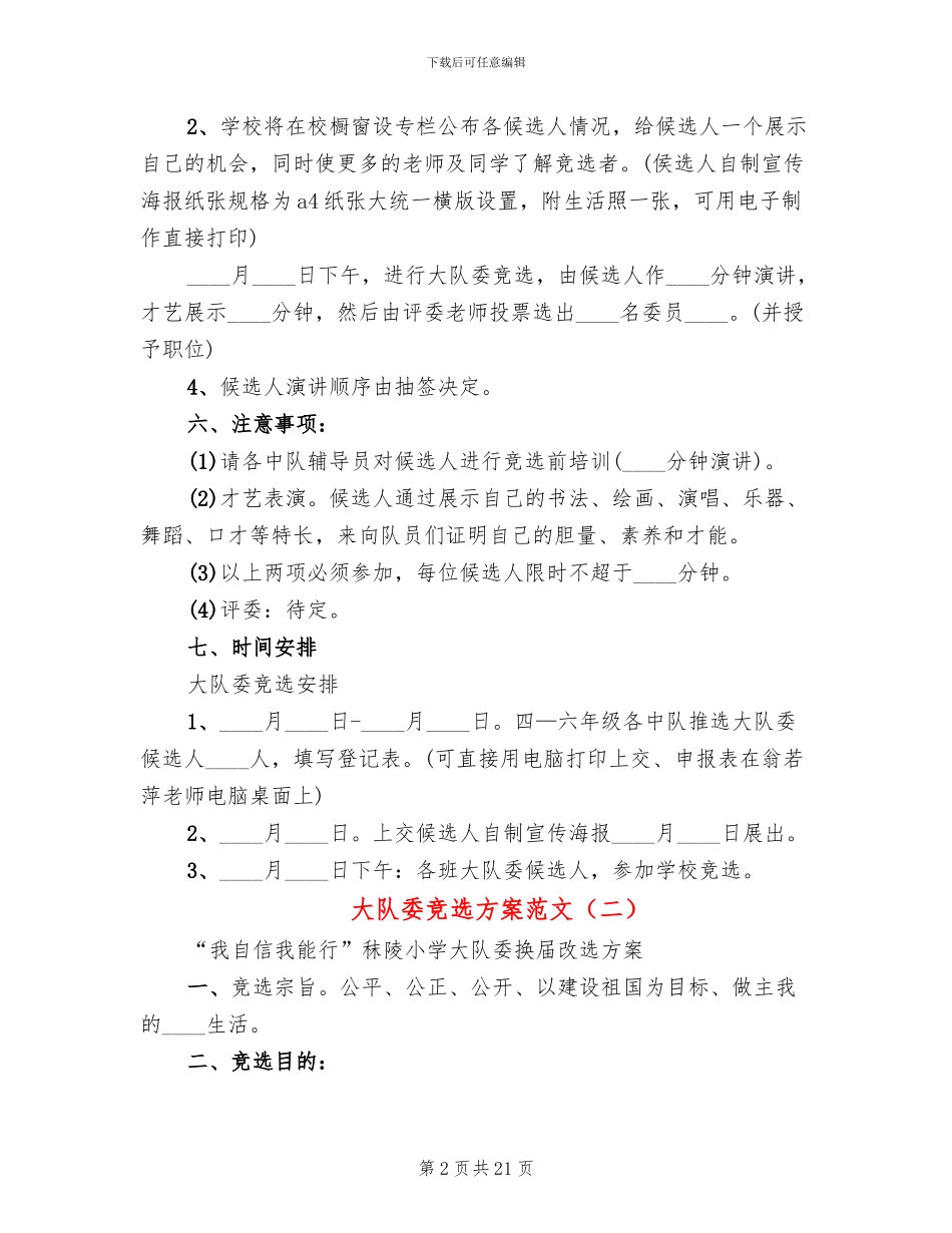 大队委竞选方案范文(8篇)_第2页