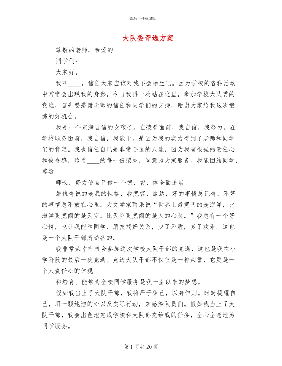 大队委评选方案_第1页