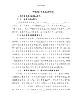 学校2024年就业工作总结