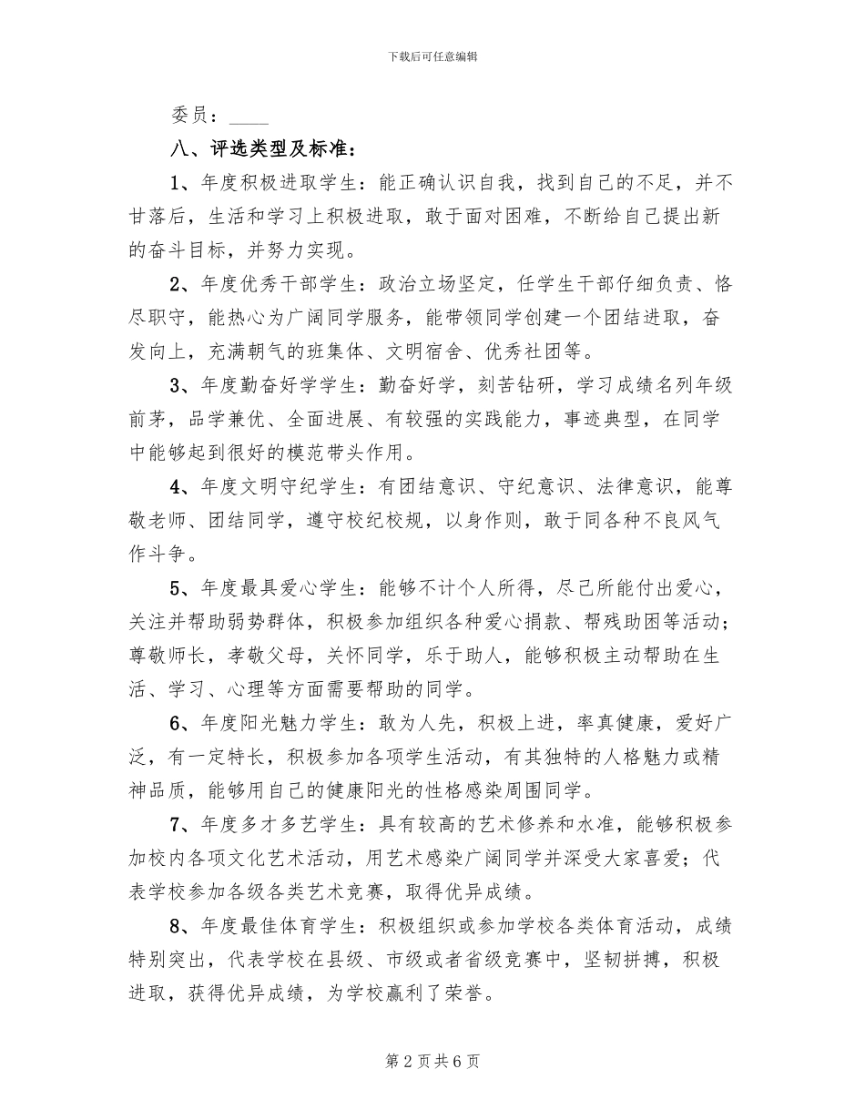 学校十佳学生”评选方案_第2页