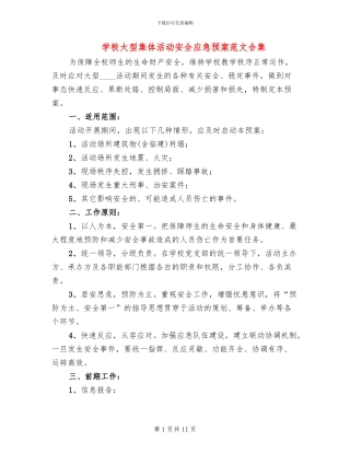 学校大型集体活动安全应急预案范文合集