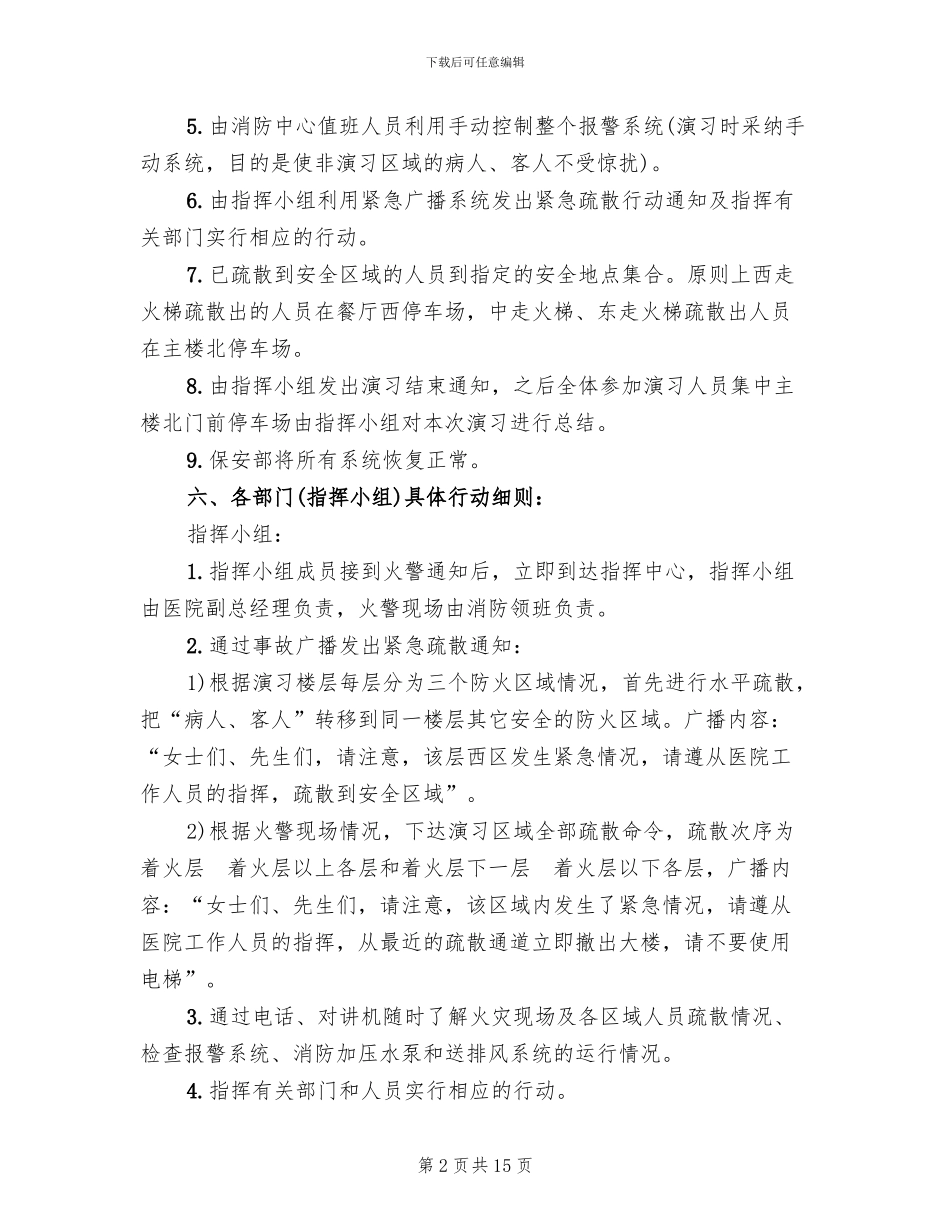 学校火灾消防应急演练预案范文_第2页