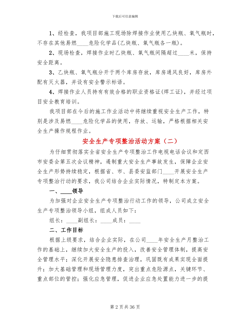 安全生产专项整治活动方案(12篇)_第2页