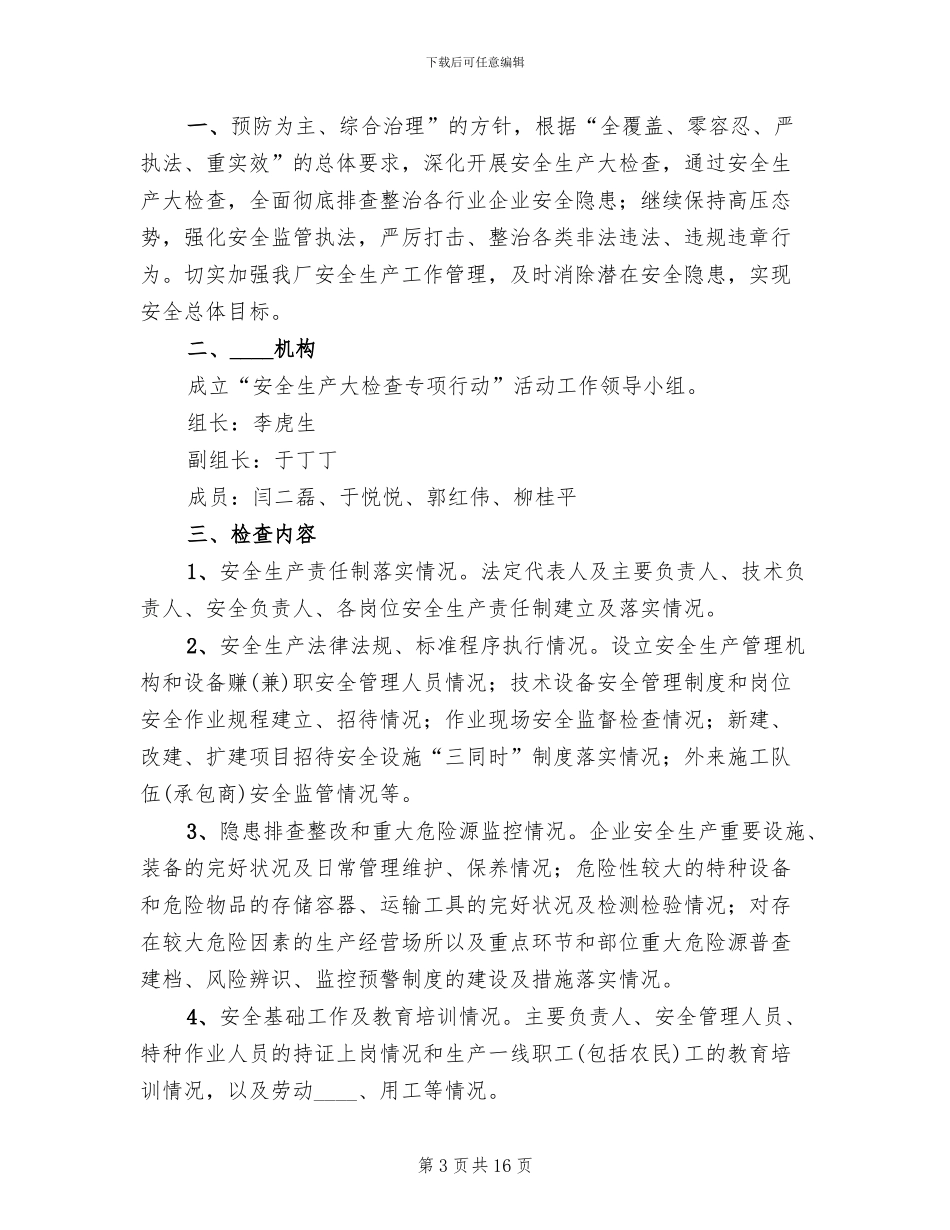 安全生产大检查大整治活动方案_第3页