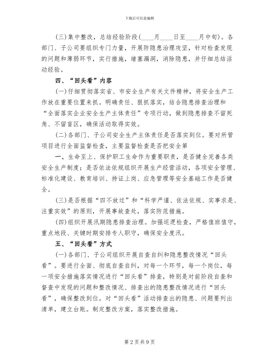 安全生产整治回头看工作方案参考范文_第2页