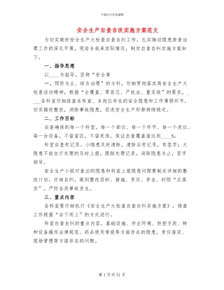 安全生产自查自改实施方案范文
