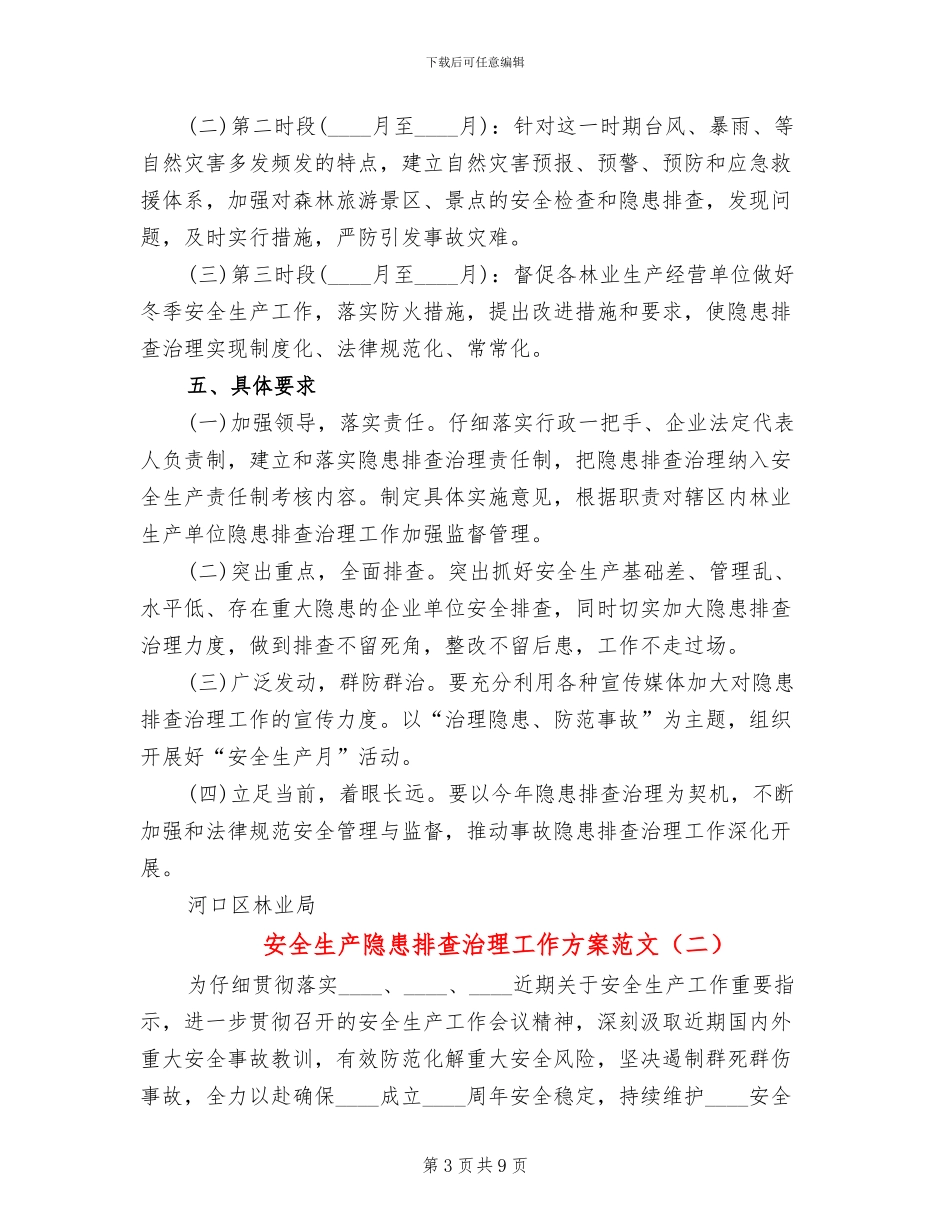 安全生产隐患排查治理工作方案范文_第3页