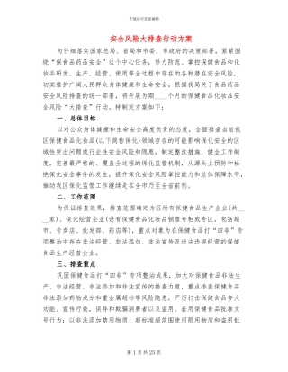 安全风险大排查行动方案