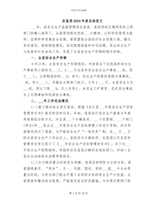 安监局2024年度总结范文