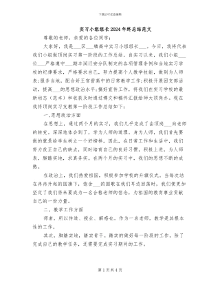 实习小组组长2024年终总结范文