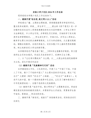 实验小学少先队2024年工作总结