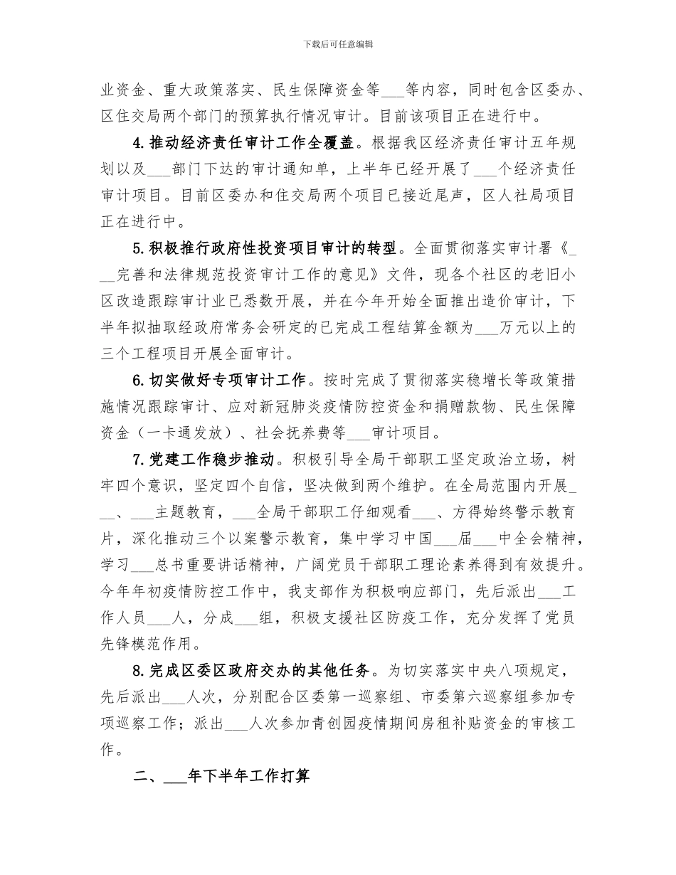 审计局2024年上半年工作总结和下半年打算_第2页