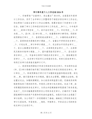审计部年度个人工作总结2024年
